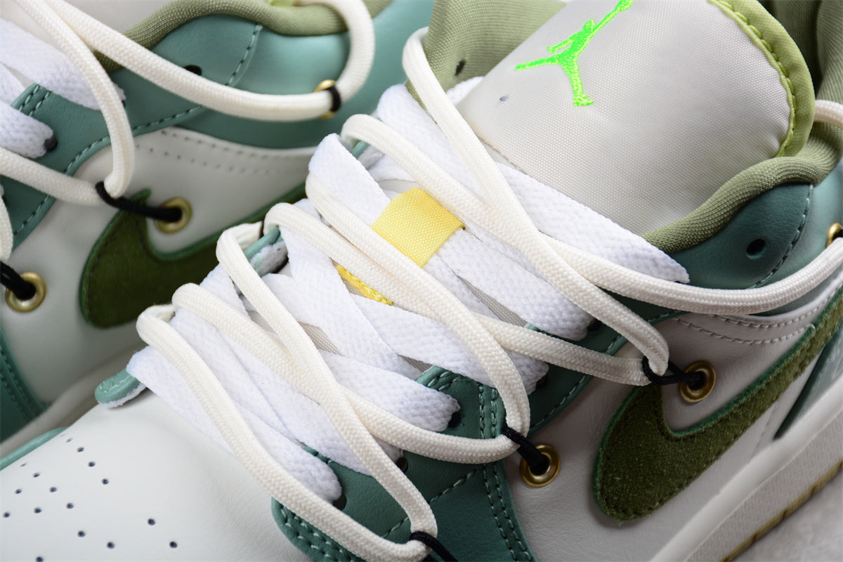Air Jordan 1 Low Custom Sail White Oil Green - Best Reps Website 2025