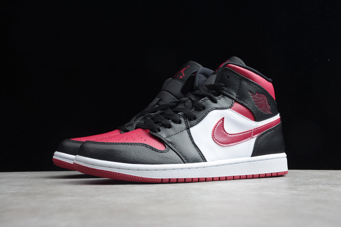 Nike Air Jordan 1 Mid "Bred Toe" (Black/Red/White) - Best Reps Website 2025