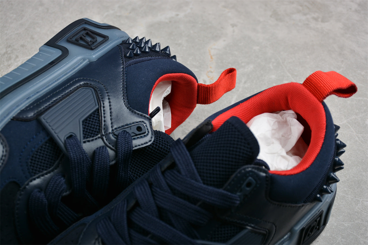 Christian Louboutin Astroloubi Lace-Up Sneakers in Navy Blue -Switchreps