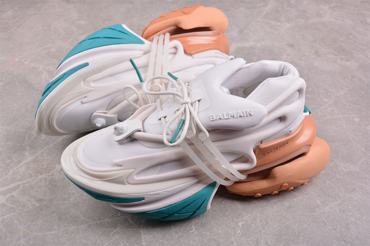 Balmain Unicorn Sneakers in Taupe/White/L. Green – Neoprene & Leather - Best Reps Website 2025
