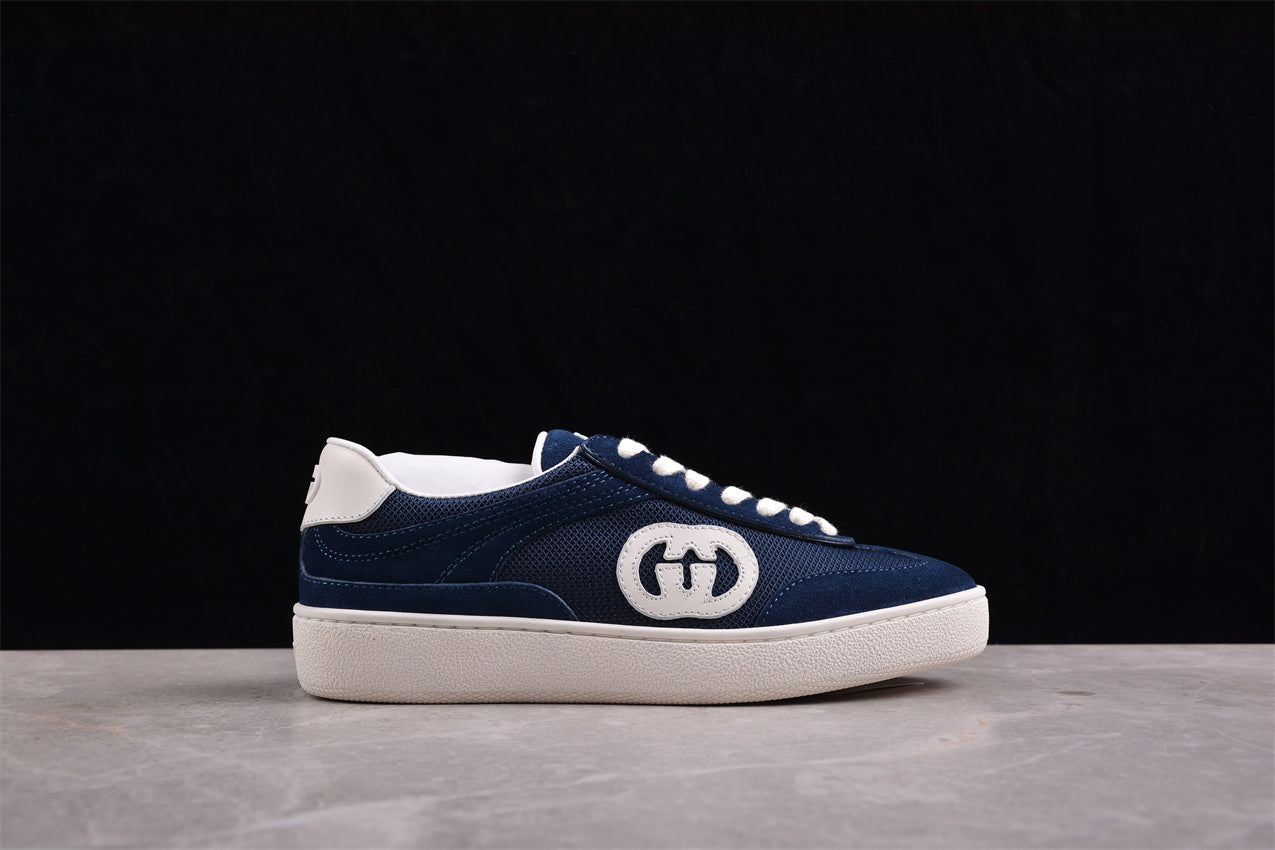 Gucci Interlocking G Men's Blue/White Suede Low Top Sneakers - Best Reps Website 2025