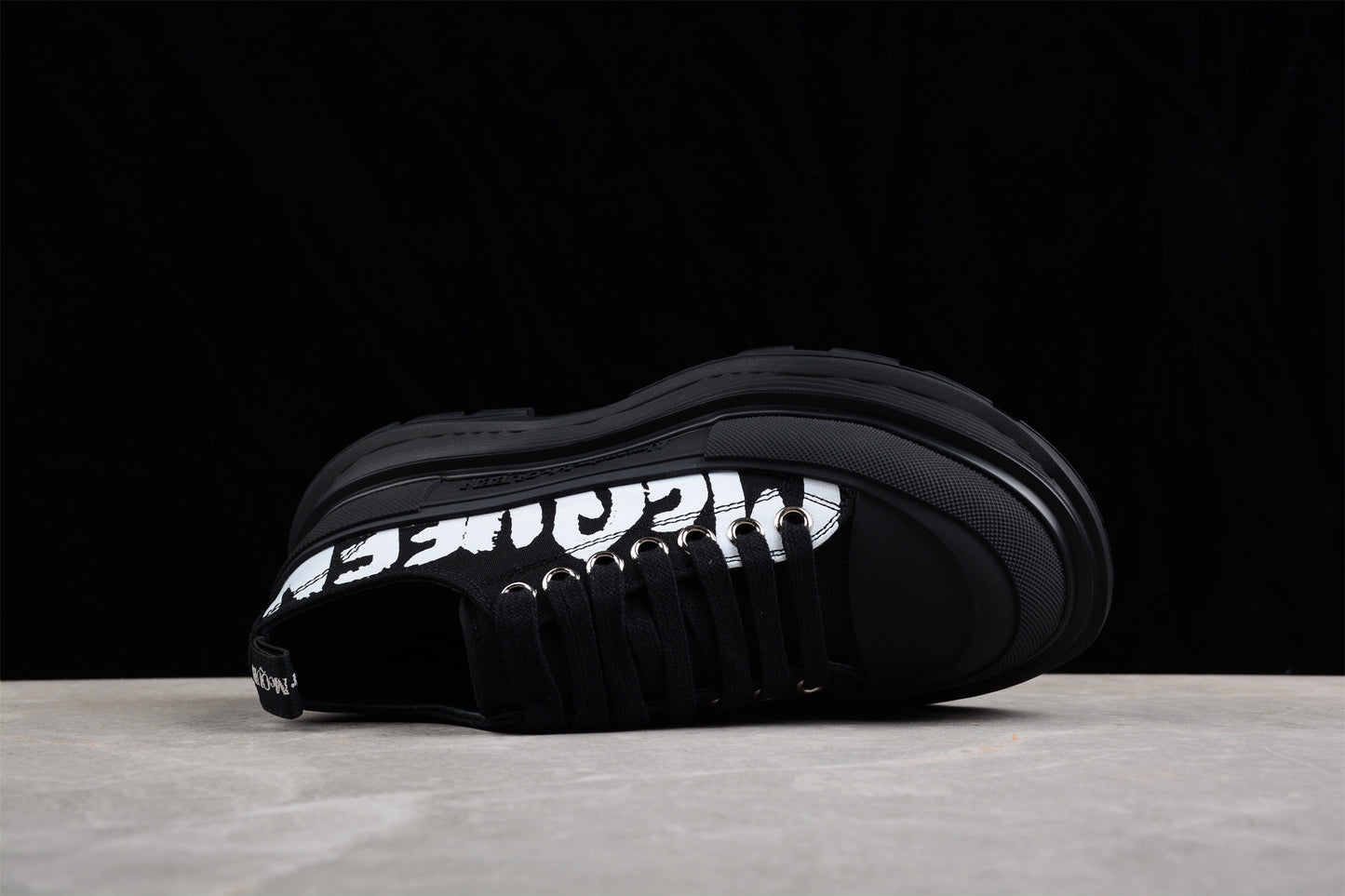Alexander McQueen Tread Slick Low Lace-Up in Canvas Graffiti Black - Best Reps Website 2025