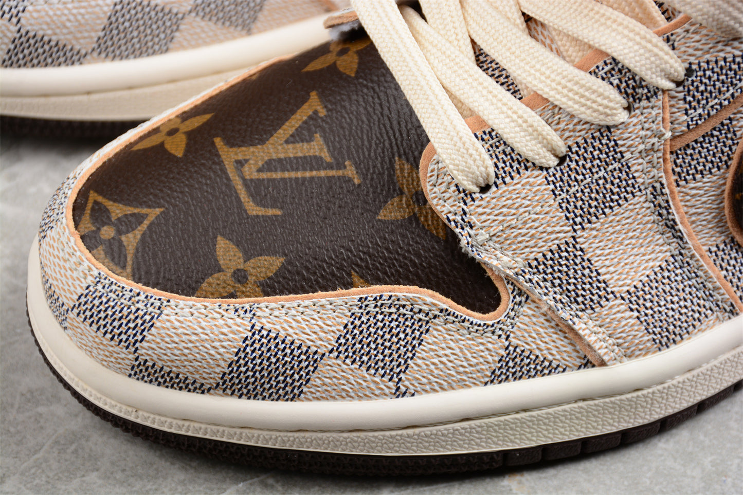 Air Jordan 1 Low OG Custom "Damier Azur/Brown/LV Monogram" - Best Reps Website 2025