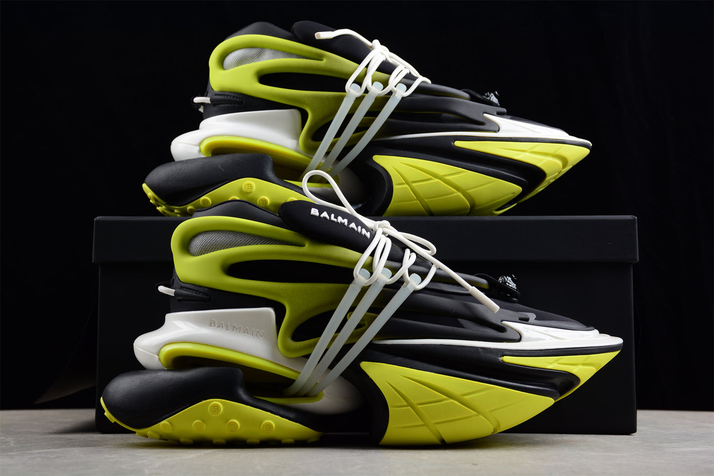 Balmain Unicorn Low-Top Sneakers in Black/Yellow – Neoprene & Leather - Best Reps Website 2025