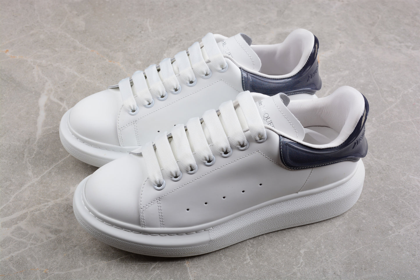 Alexander McQueen Oversized Sneaker in White/Navy - Best Reps Website 2025