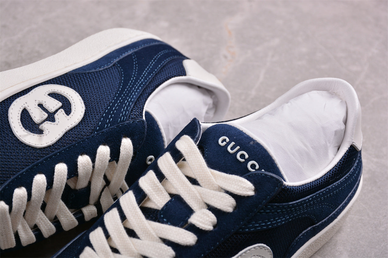 Gucci Interlocking G Men's Blue/White Suede Low Top Sneakers - Best Reps Website 2025