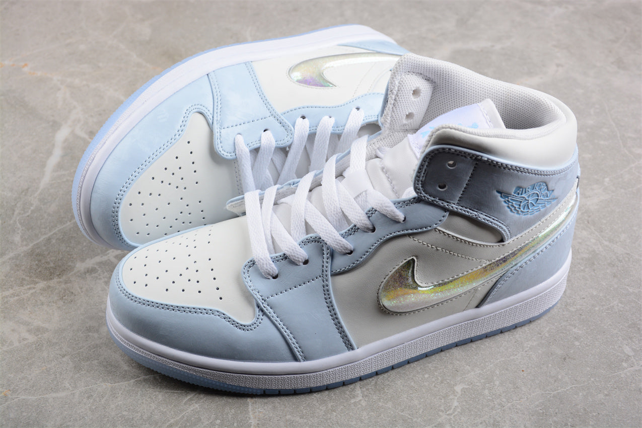 Air Jordan 1 Mid SE "Glitter Swoosh / Ice Blue" - Best Reps Website 2025