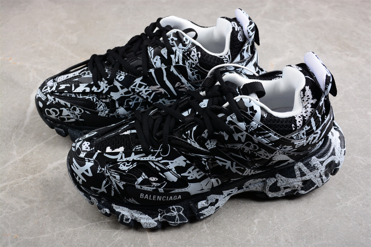 Balenciaga Track Graffiti Sneakers – Black/White - Best Reps Website 2025