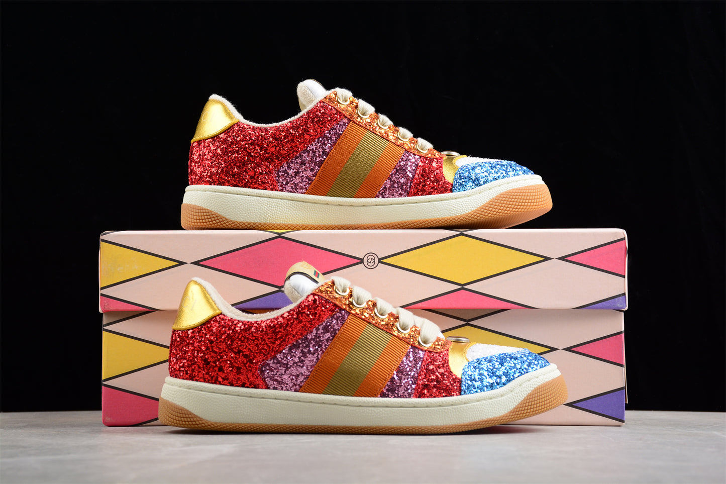 Gucci Glitter-Embellished Screener Sneakers - Best Reps Website 2025