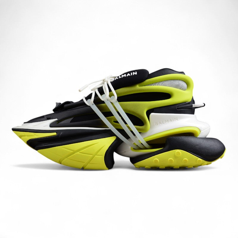 Balmain Unicorn Low-Top Sneakers in Black/Yellow – Neoprene & Leather
