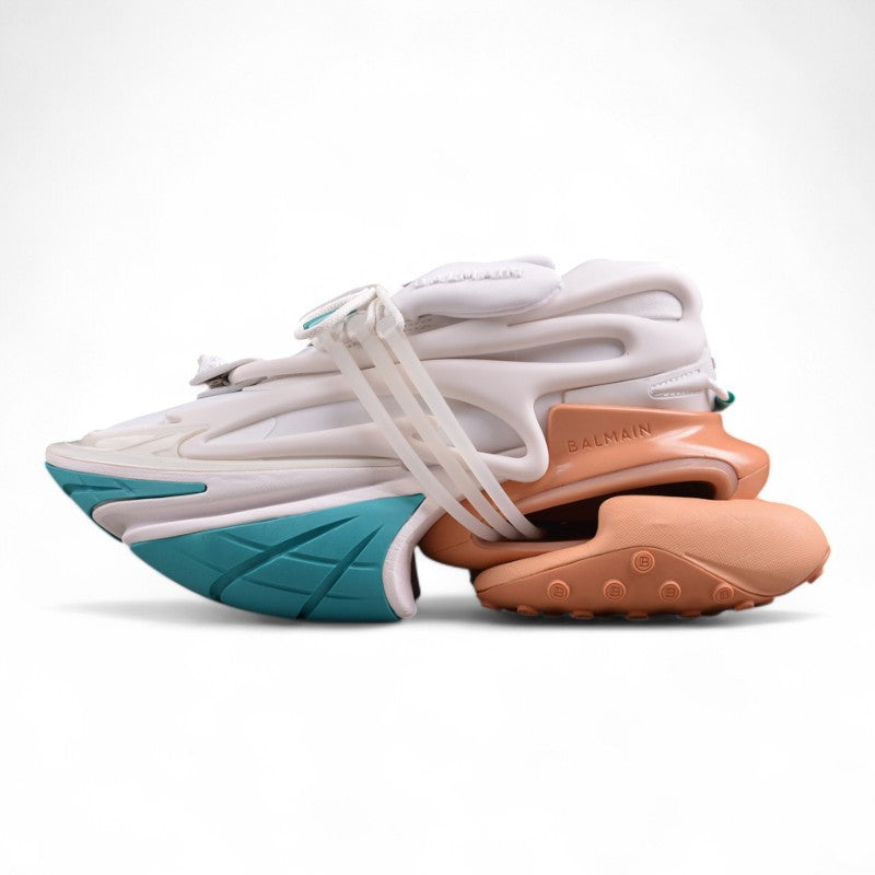 Balmain Unicorn Sneakers in Taupe/White/L. Green – Neoprene & Leather - Best Reps Website 2025