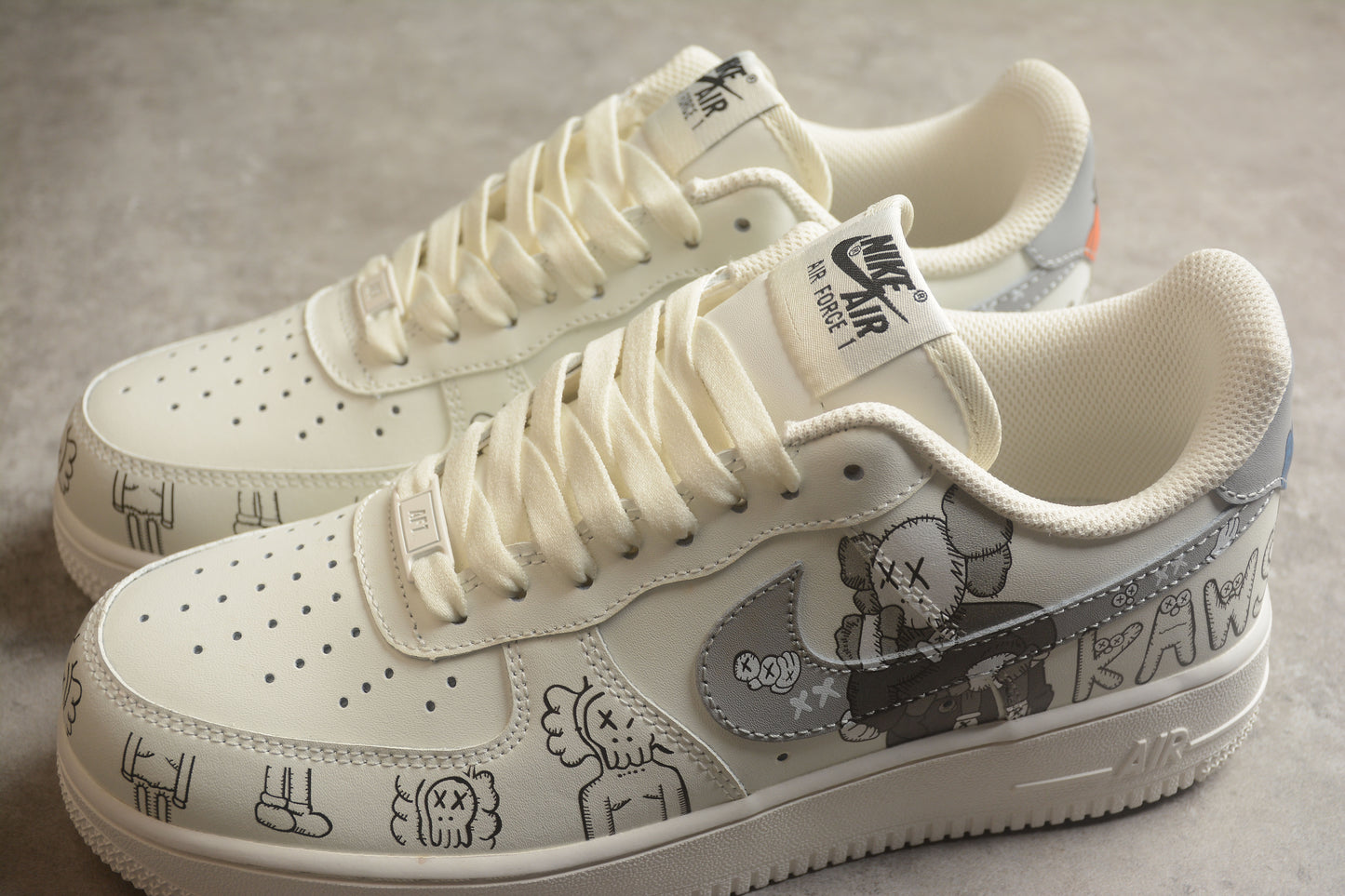 Custom Nike Air Force 1 x KAWS 1 Beige/Grey