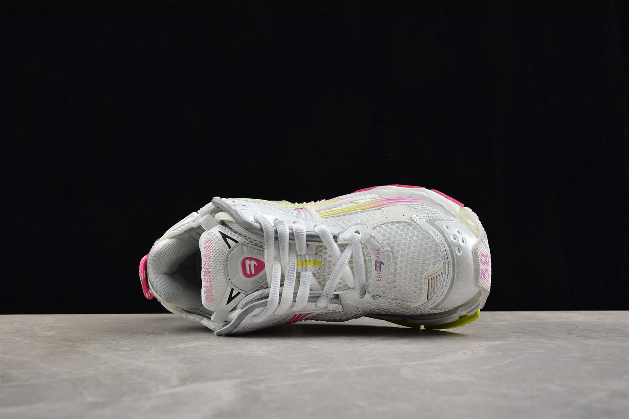 Balenciaga Women's Runner Gradient Sneaker in White/Pink/Grey/Neon Yellow - Best Reps Website 2025