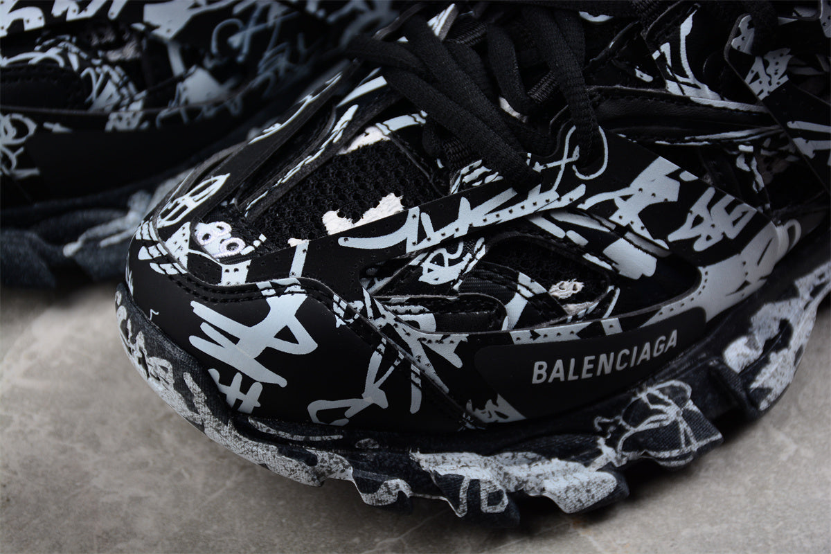 Balenciaga Track Graffiti Sneakers – Black/White - Best Reps Website 2025