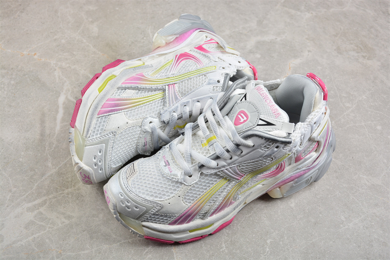 Balenciaga Women's Runner Gradient Sneaker in White/Pink/Grey/Neon Yellow - Best Reps Website 2025