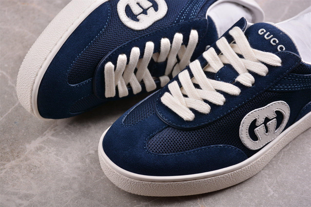 Gucci Interlocking G Men's Blue/White Suede Low Top Sneakers - Best Reps Website 2025