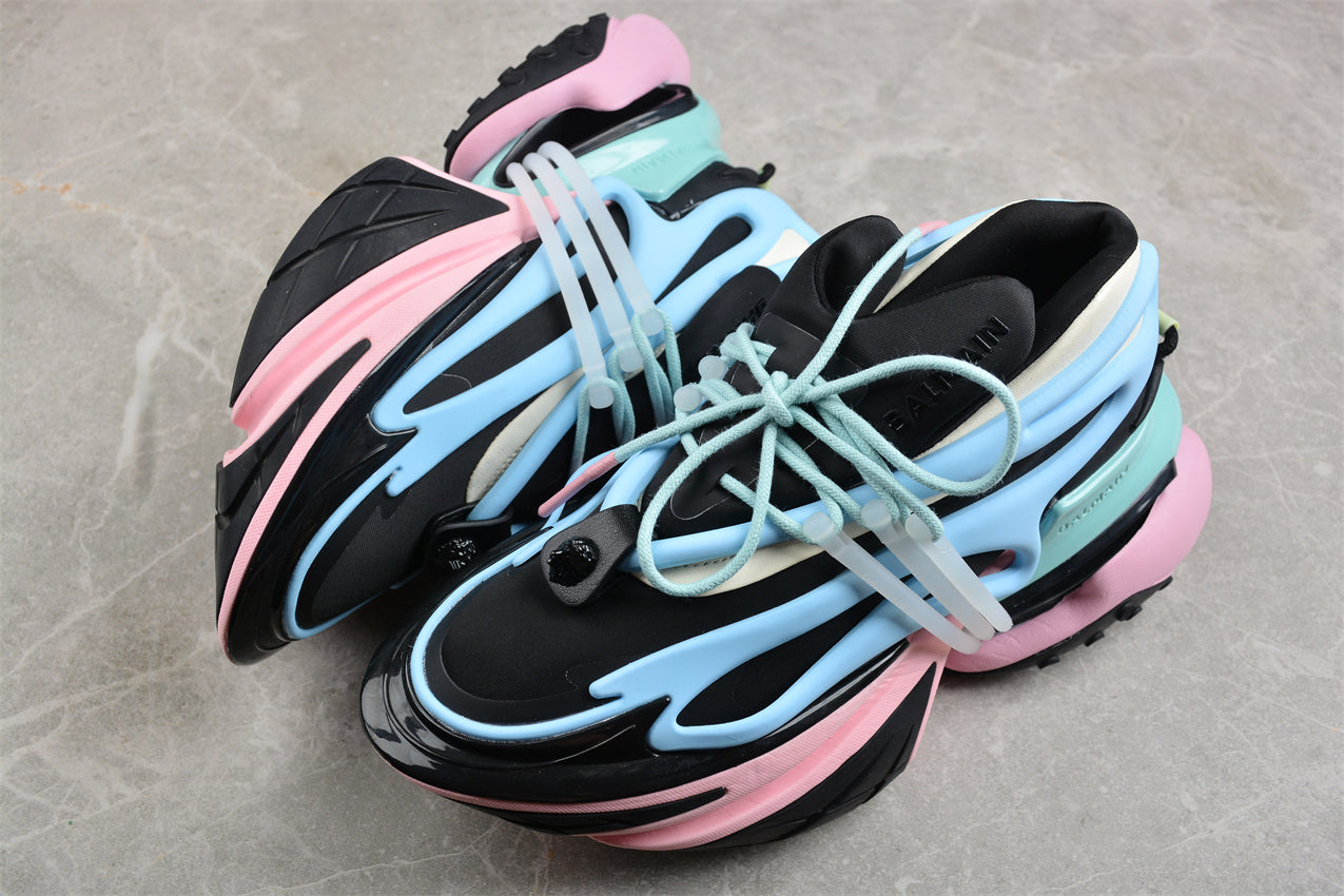 Balmain Unicorn Sneakers Black Sky Blue – Neoprene & Leather