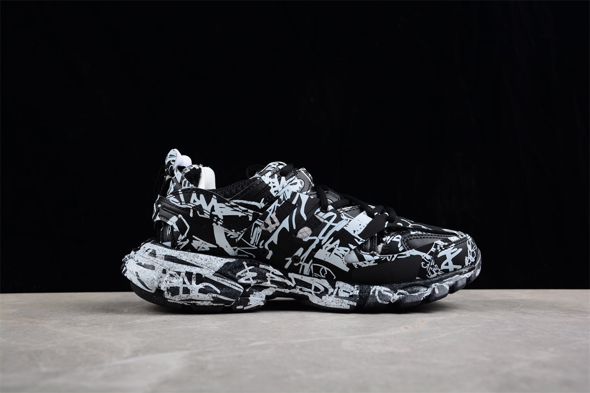 Balenciaga Track Graffiti Sneakers – Black/White - Best Reps Website 2025