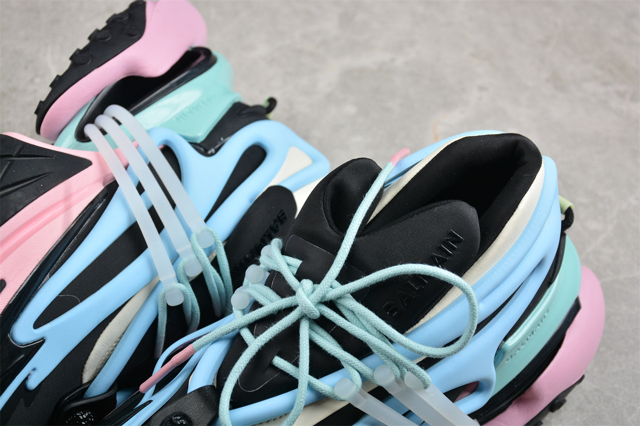 Balmain Unicorn Sneakers Black Sky Blue – Neoprene & Leather