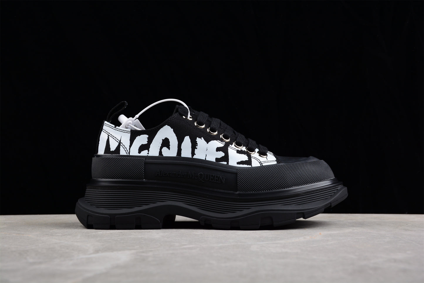 Alexander McQueen Tread Slick Low Lace-Up in Canvas Graffiti Black - Best Reps Website 2025