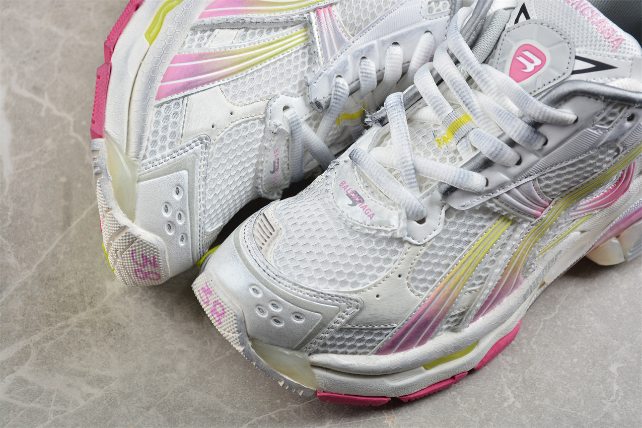 Balenciaga Women's Runner Gradient Sneaker in White/Pink/Grey/Neon Yellow - Best Reps Website 2025