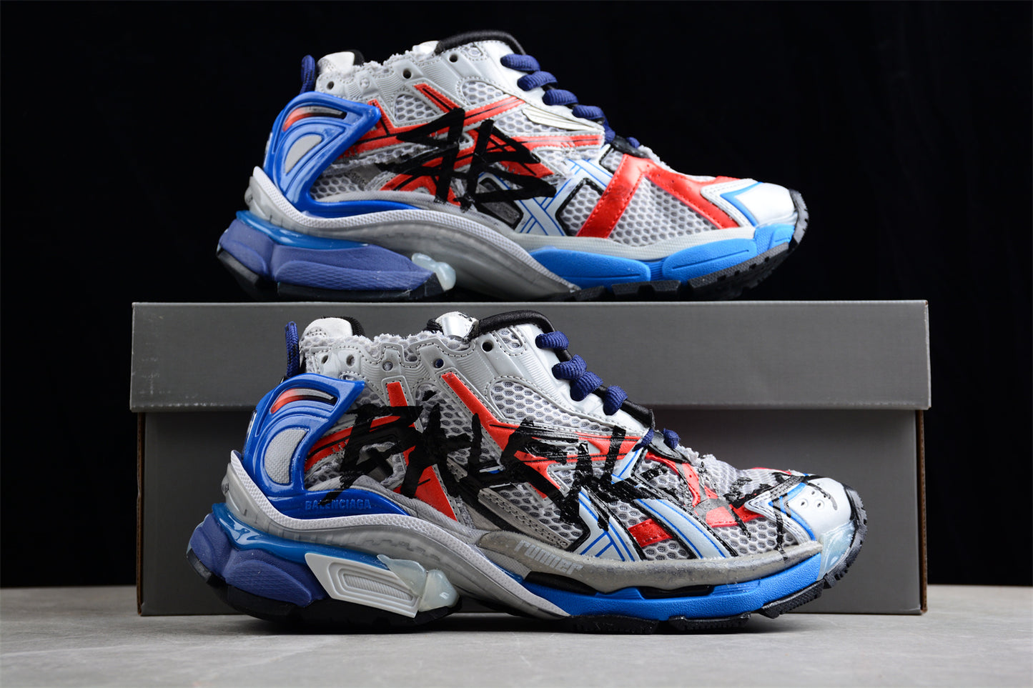 Balenciaga Runner 7.0 – Blue/Orange Graffiti - Best Reps Website 2025