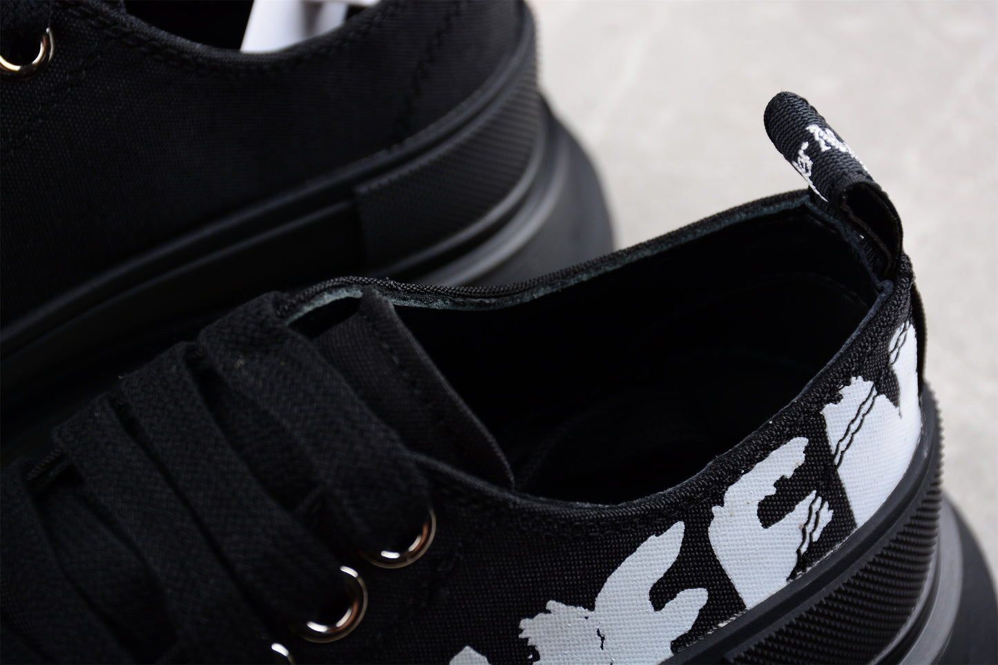 Alexander McQueen Tread Slick Low Lace-Up in Canvas Graffiti Black - Best Reps Website 2025