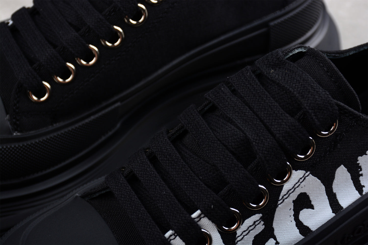 Alexander McQueen Tread Slick Low Lace-Up in Canvas Graffiti Black - Best Reps Website 2025