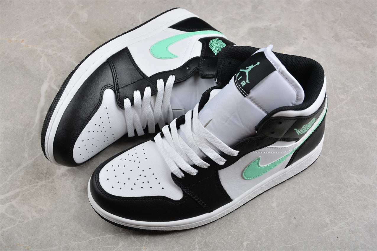 Nike Air Jordan 1 Mid "Green Glow White Black" - Best Reps Website 2025