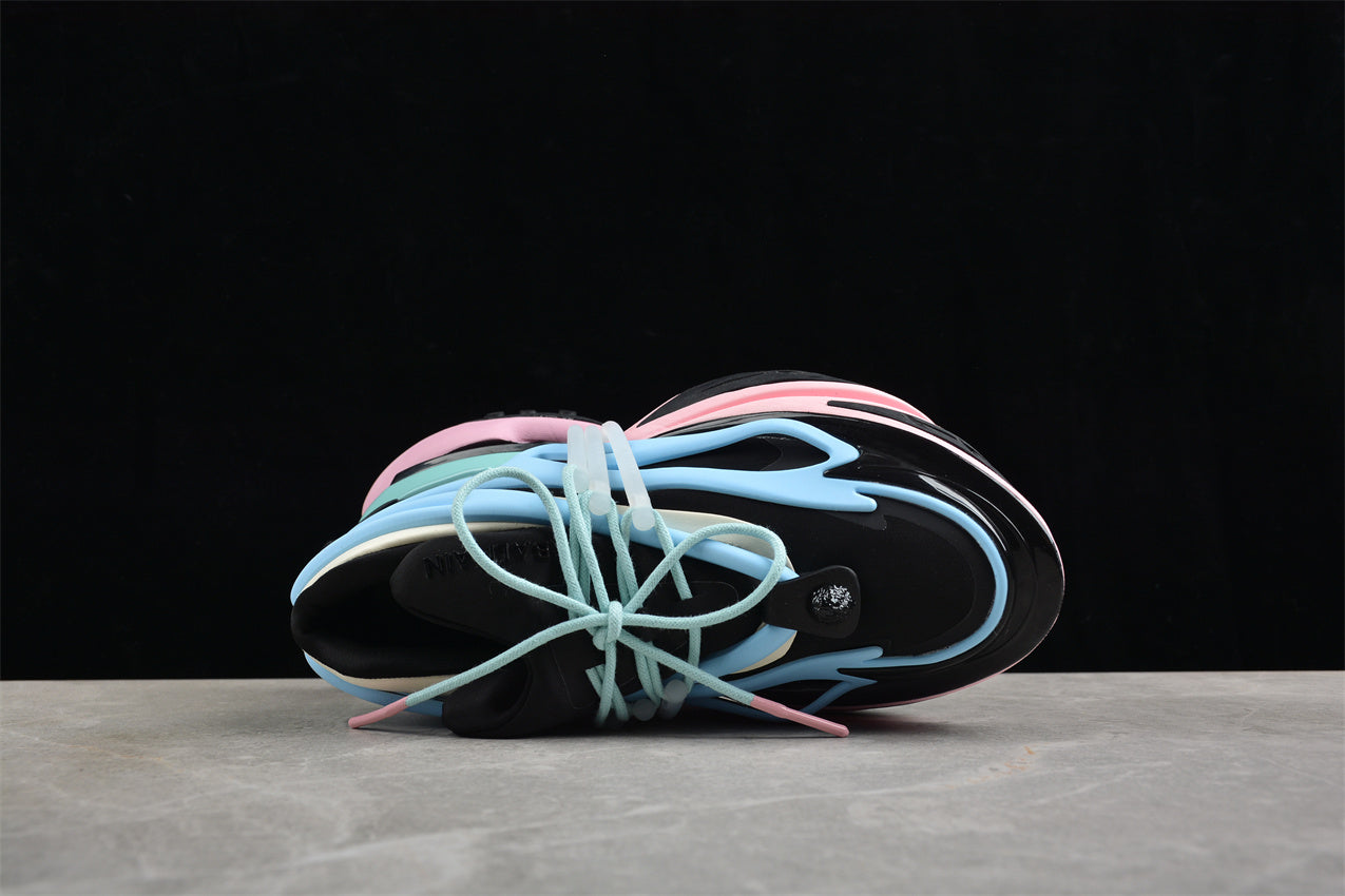 Balmain Unicorn Sneakers Black Sky Blue – Neoprene & Leather