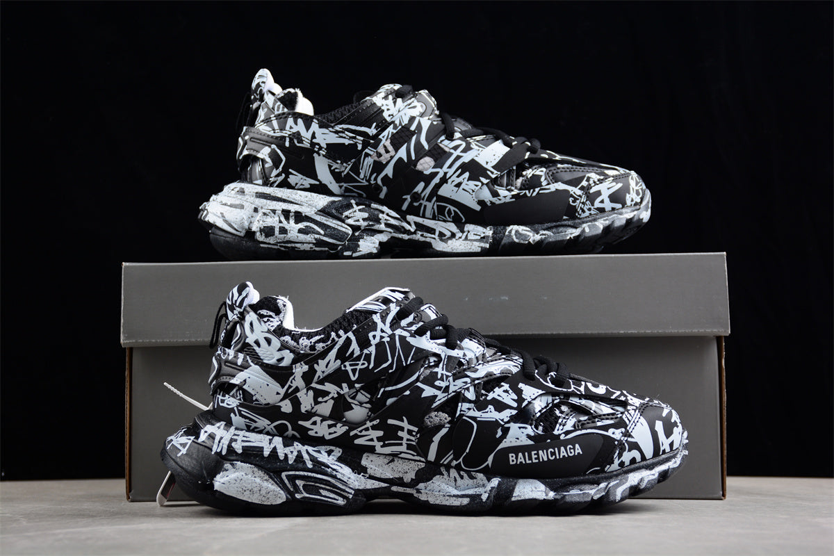 Balenciaga Track Graffiti Sneakers – Black/White - Best Reps Website 2025