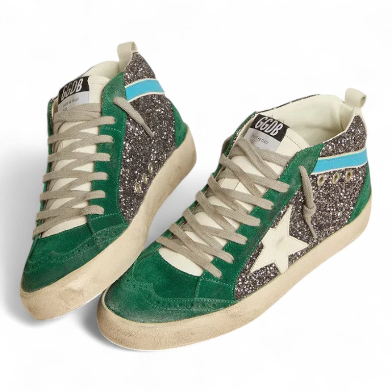 Mid Star in anthracite glitter with leather star and light blue flash - Best Reps Website 2025