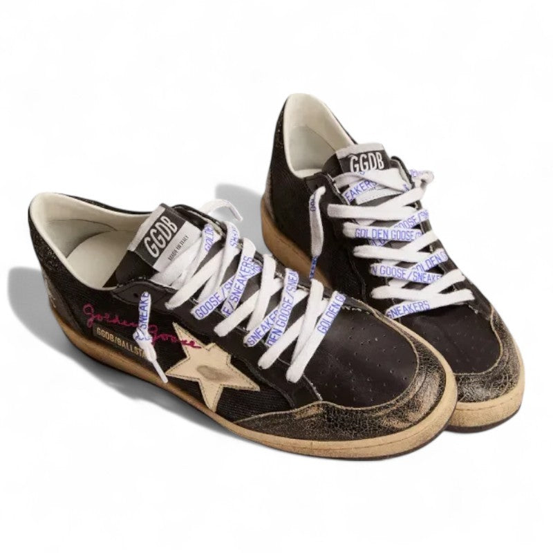 Black canvas Ball Star sneakers with platinum-colored star - Best Reps Website 2025