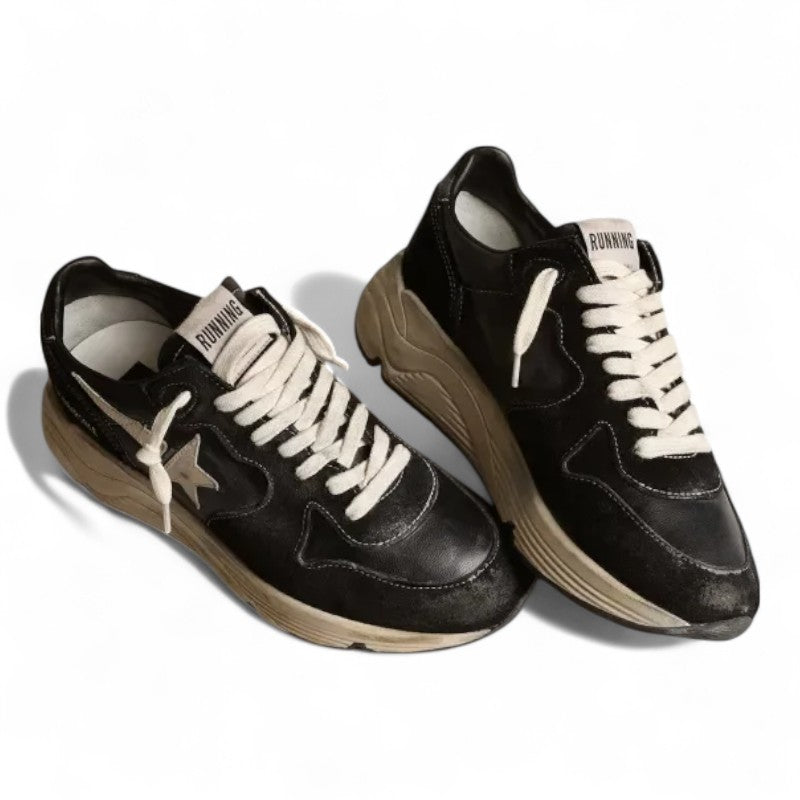 Running Sole sneakers in black nappa leather and suede with white leather star - Best Reps Website 2025