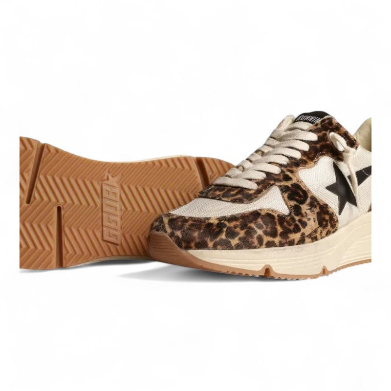 Running Sole sneakers in cream-colored mesh with leopard-print pony skin inserts and black leather s - Best Reps Website 2025