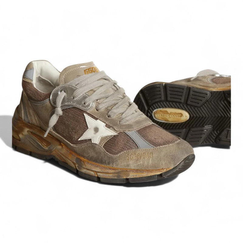 Dad-Star in dove gray mesh and suede