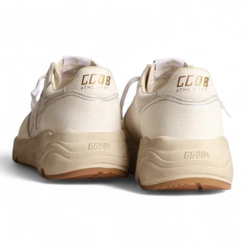 Running sole sneakers in optical-white mesh and nappa leather with white leather star - Best Reps Website 2025