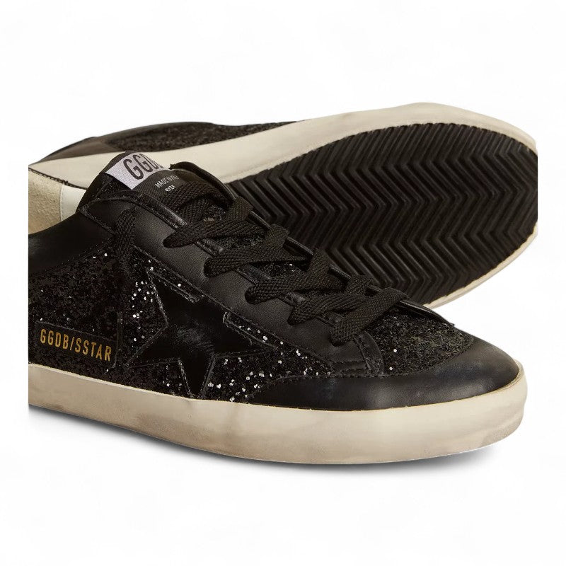 Super-Star in black nappa and glitter with glossy black leather star - Best Reps Website 2025