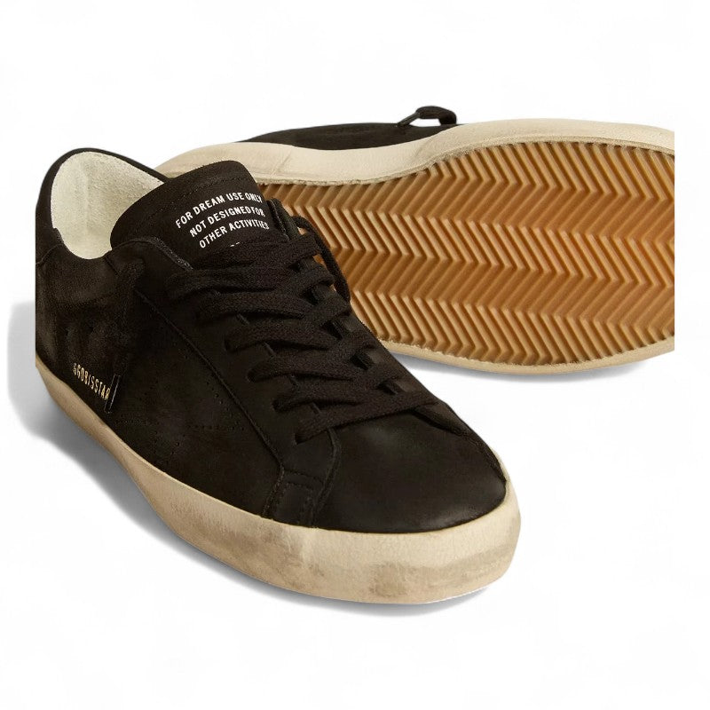 GG Super-Star sneakers in black nubuck with a perforated star and matching heel tab - Best Reps Website 2025