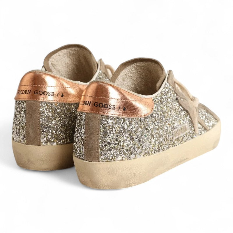 Super-Star sneakers in platinum glitter with a dove-gray suede star - Best Reps Website 2025