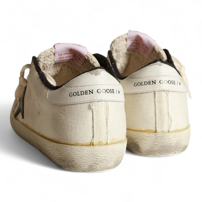 The Super-Star LTD sneakers in beige canvas with a black leather star and white leather heel tab - Best Reps Website 2025