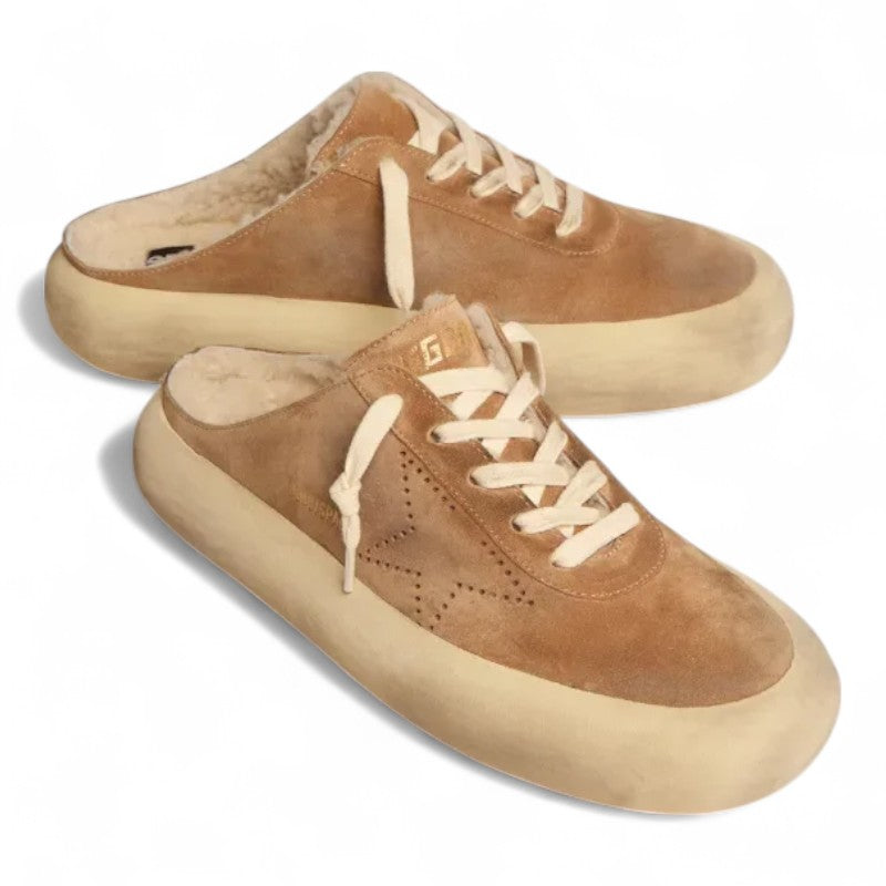 Space-Star Sabot shoes in tobacco-colored suede with shearling lining - Best Reps Website 2025