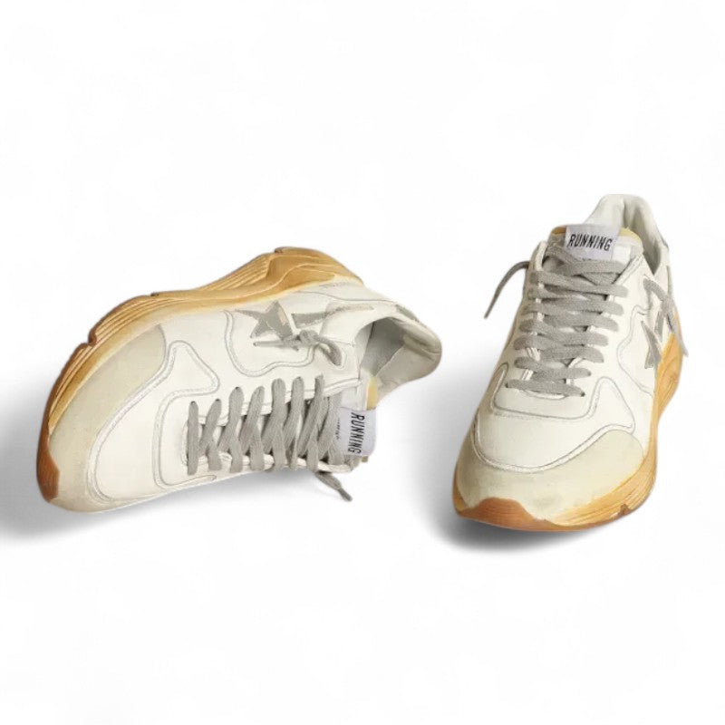 Running Sole sneakers with star and heel tab in leather with silver-colored digital print - Best Reps Website 2025
