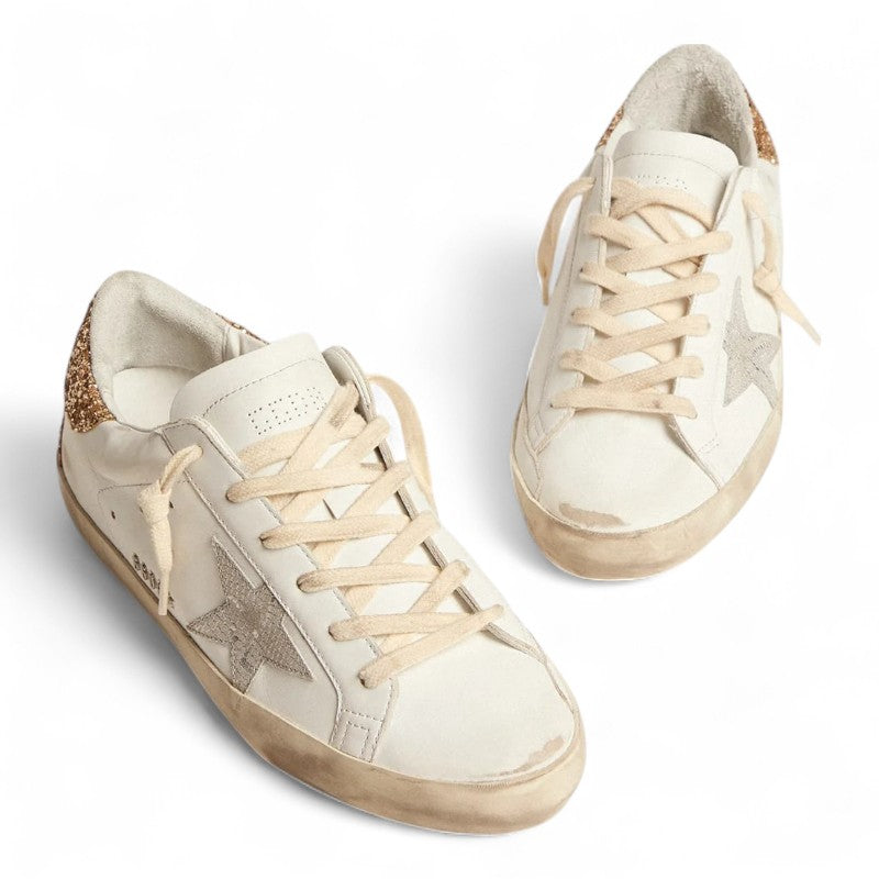 Super-Star sneakers with snake-print silver leather star and gold glitter heel tab - Best Reps Website 2025