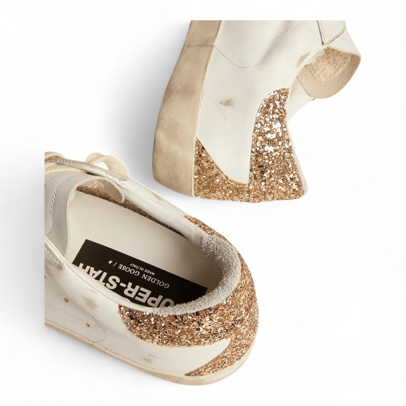 Super-Star sneakers with snake-print silver leather star and gold glitter heel tab - Best Reps Website 2025