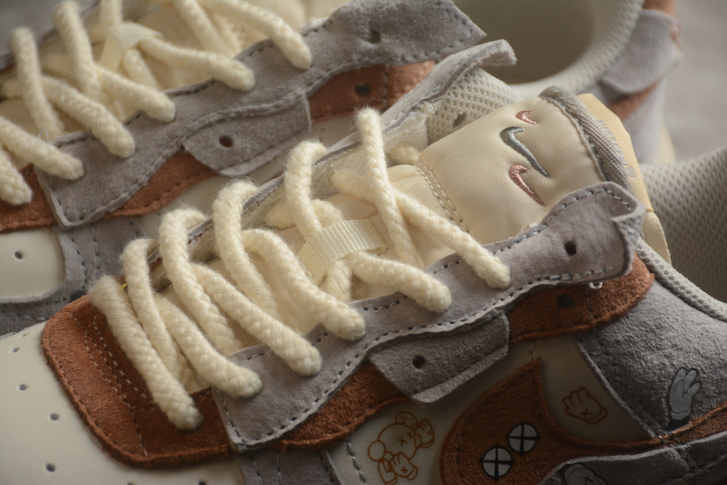 Custom Nike Air Force 1 x KAWS x Sesame Street – Beige/Grey