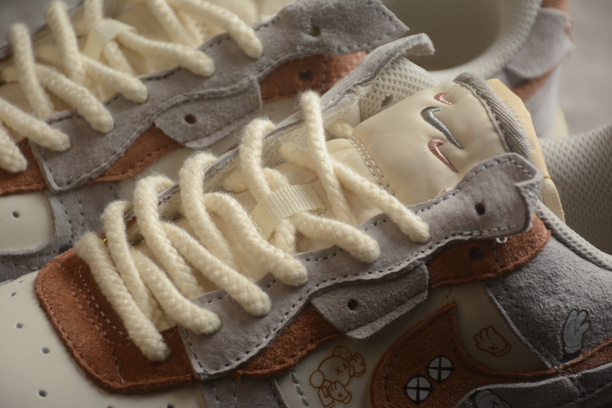 Custom Nike Air Force 1 x KAWS x Sesame Street – Beige/Grey
