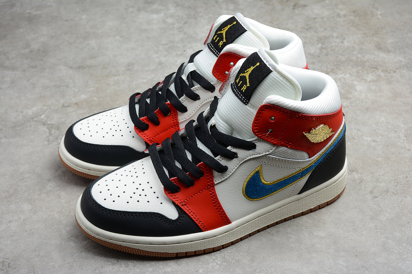 Air Jordan 1 Mid "Noir/Rouge Gym/Or Metallic" - Best Reps Website 2025