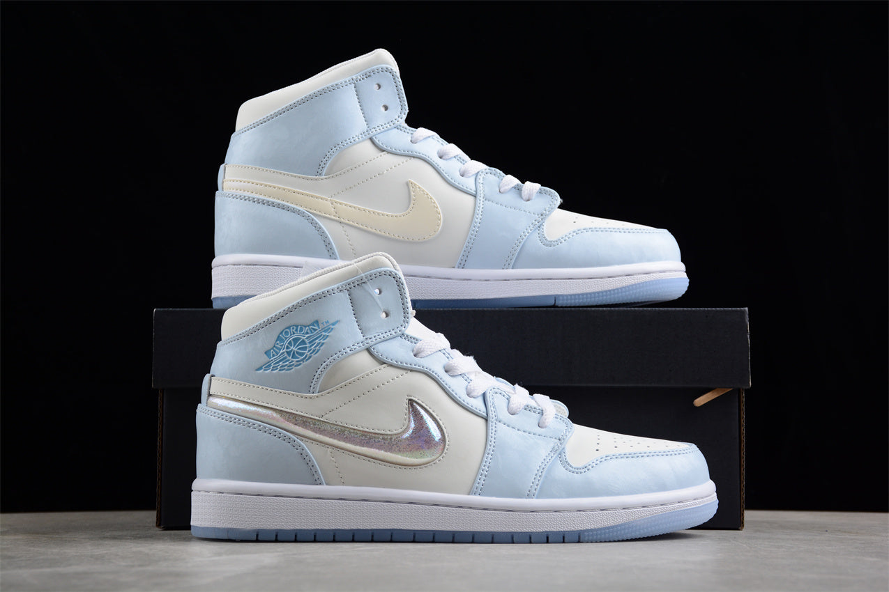 Air Jordan 1 Mid SE "Glitter Swoosh / Ice Blue" - Best Reps Website 2025