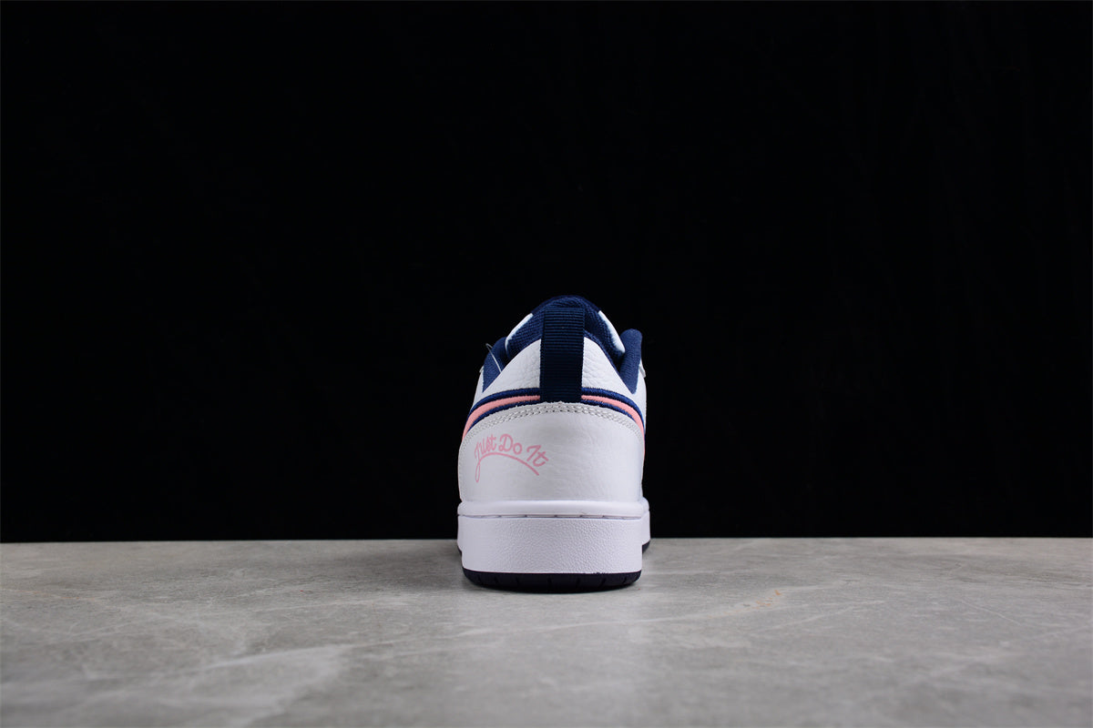 Nike Court Borough Low 2 White Pink Glaze Midnight Navy